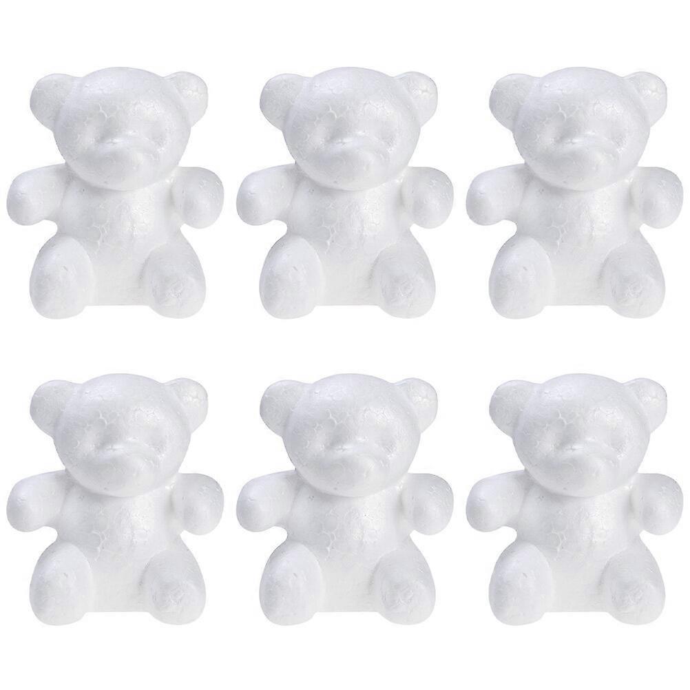 6 Pcs 1 Bag Creative DIY Crafts Interesting Bear Shape Modelings (White)