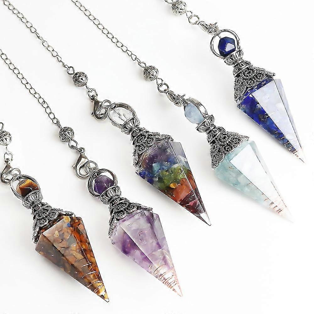 Chakra Crystal Pendulum Hexagonal Reiki Healing Crystal Points Gemstone Dowsing Pendulum | Fruugo No