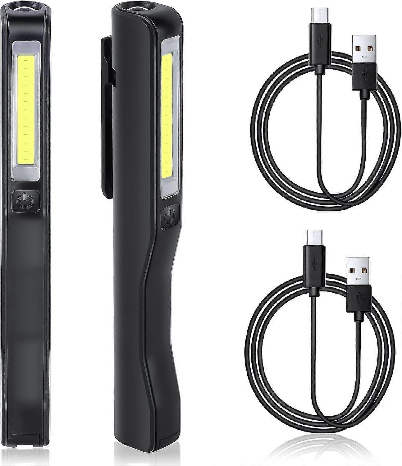 Luz de Trabalho LED Recarregável - Lanterna Ultra Poderosa 2 PCS com Cabo USB e Clipe (Preto)