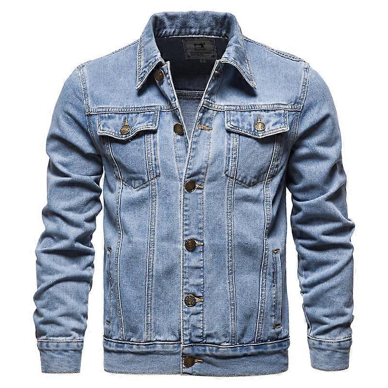 Veste en jean à revers décontracté pour hommes