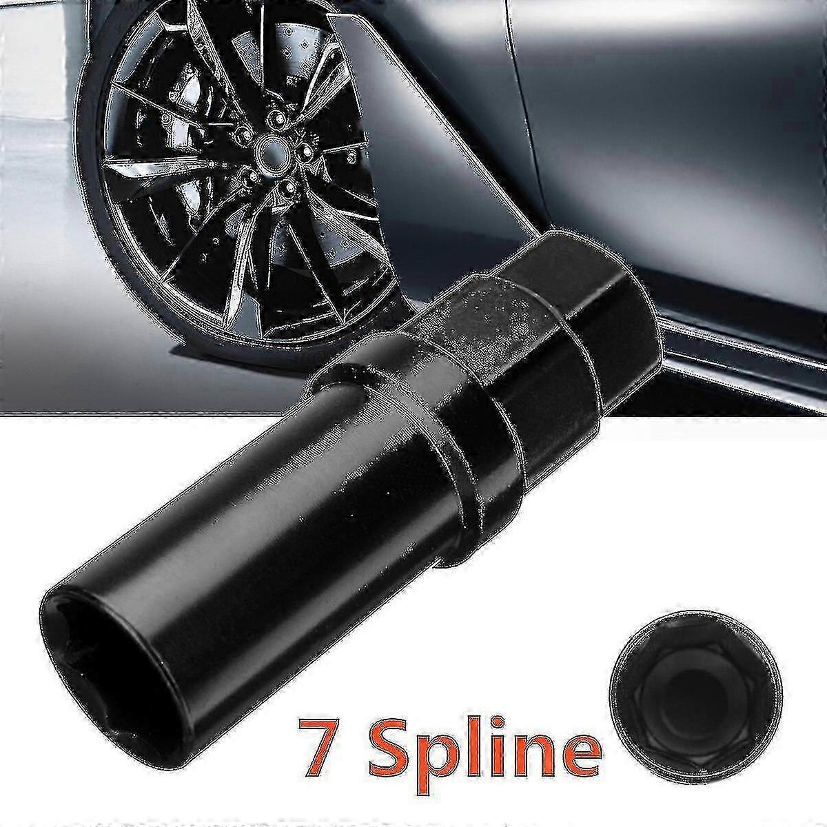 Black 7 Sided Spline Tuner Lug Nut Locking Socket Key Removal Steel Tool-Yvan