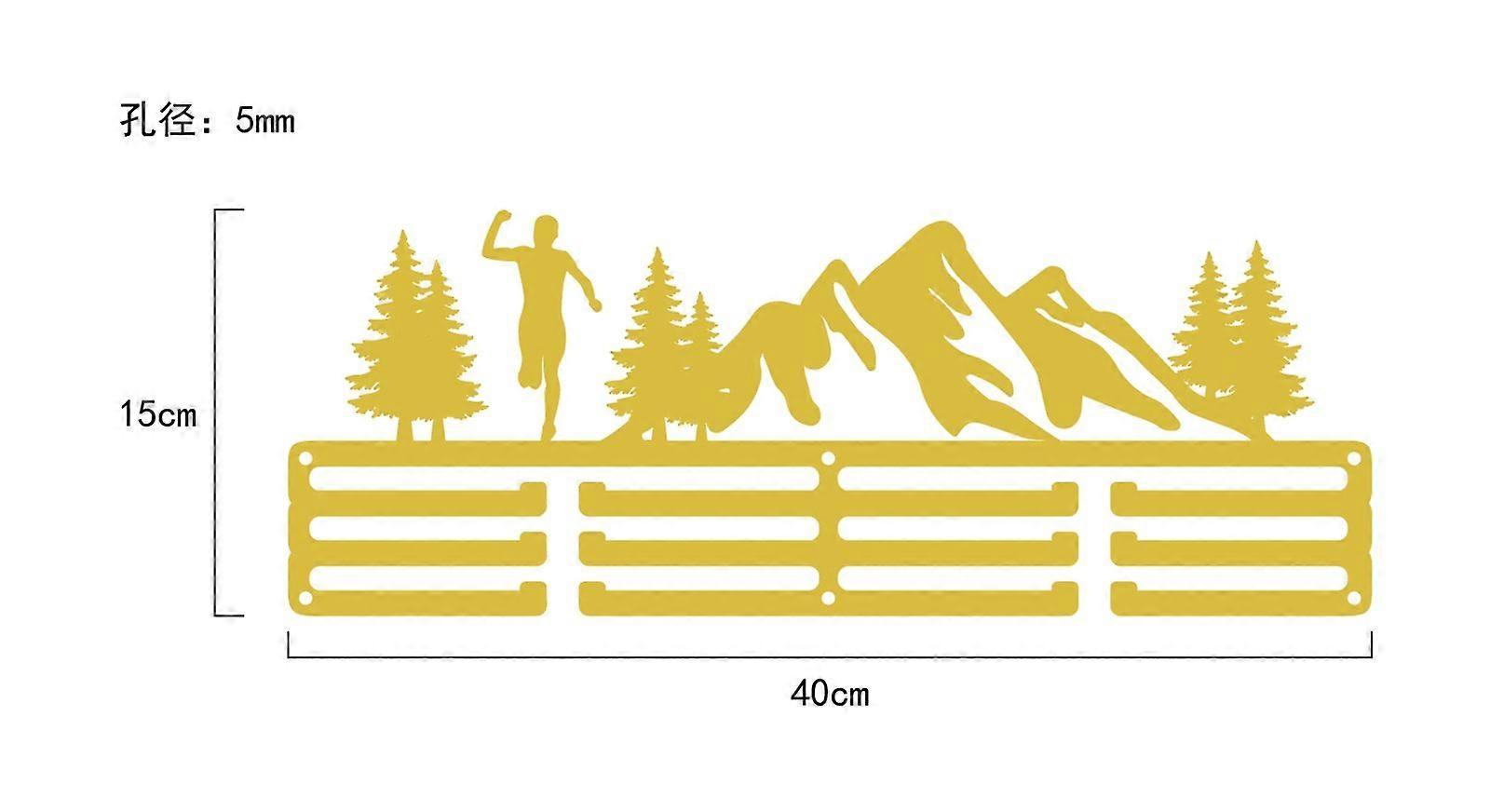 Iron Medal Holder Frame Medals Display Hanger Rack with Screws Rectangle with Swimming Mountain 123x400mm