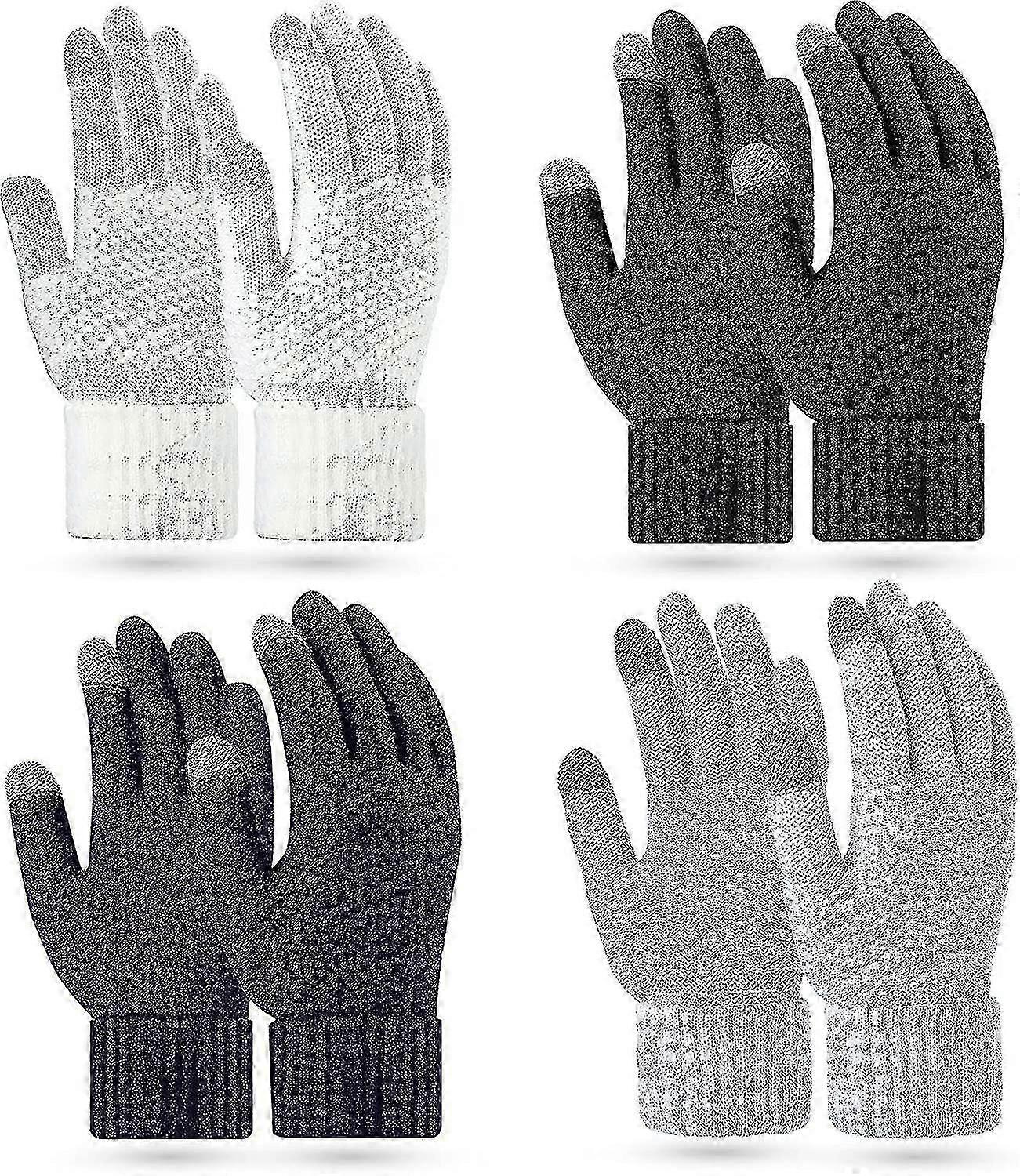 Winter Touchscreen Gloves Warm Knitted Gloves Fleece Lined Gloves Elastic Cuff Gift