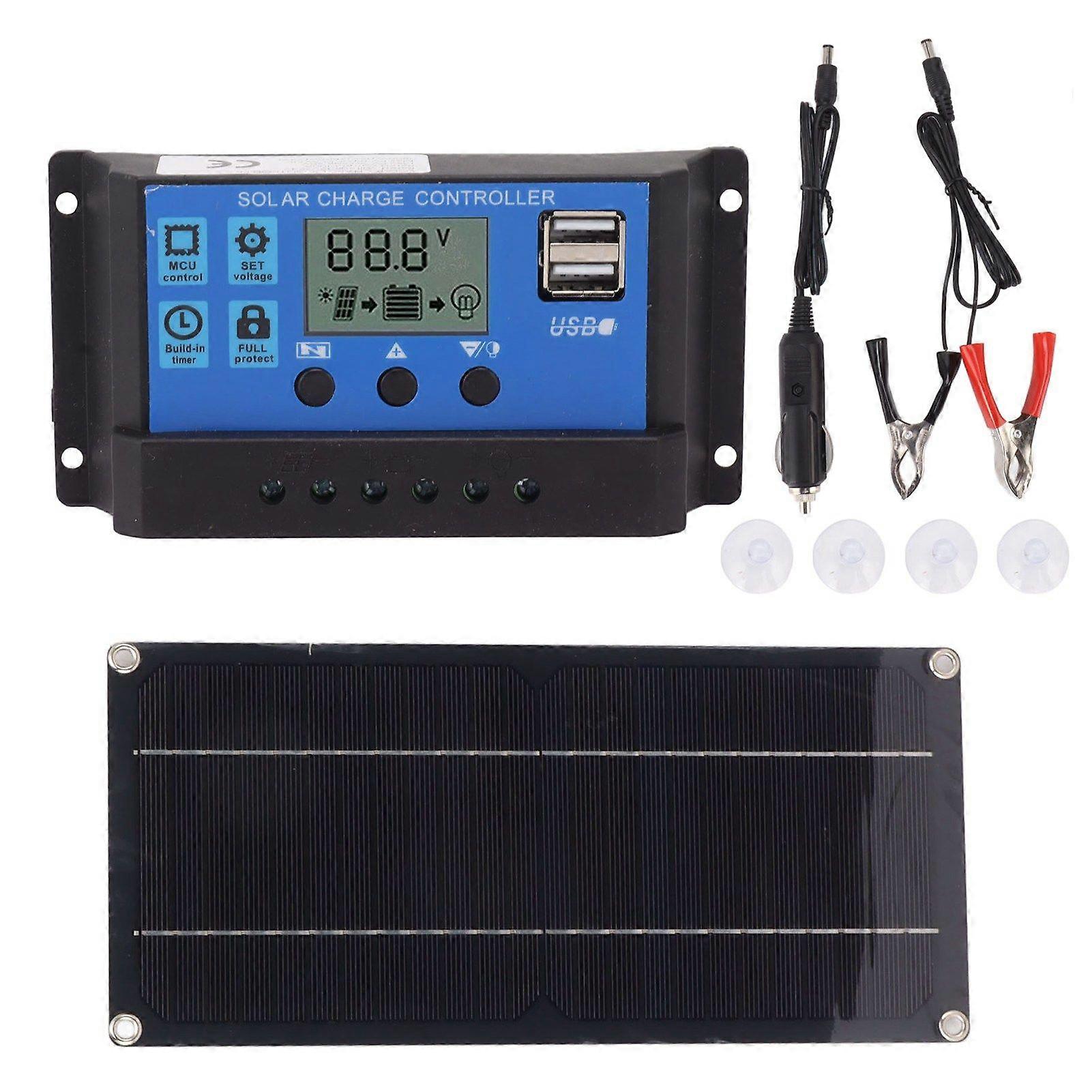 6W Monocrystalline Silicon Solar Panel Kit with 100A Controller Waterproof Solar Charge Controller Kit for Home 18V