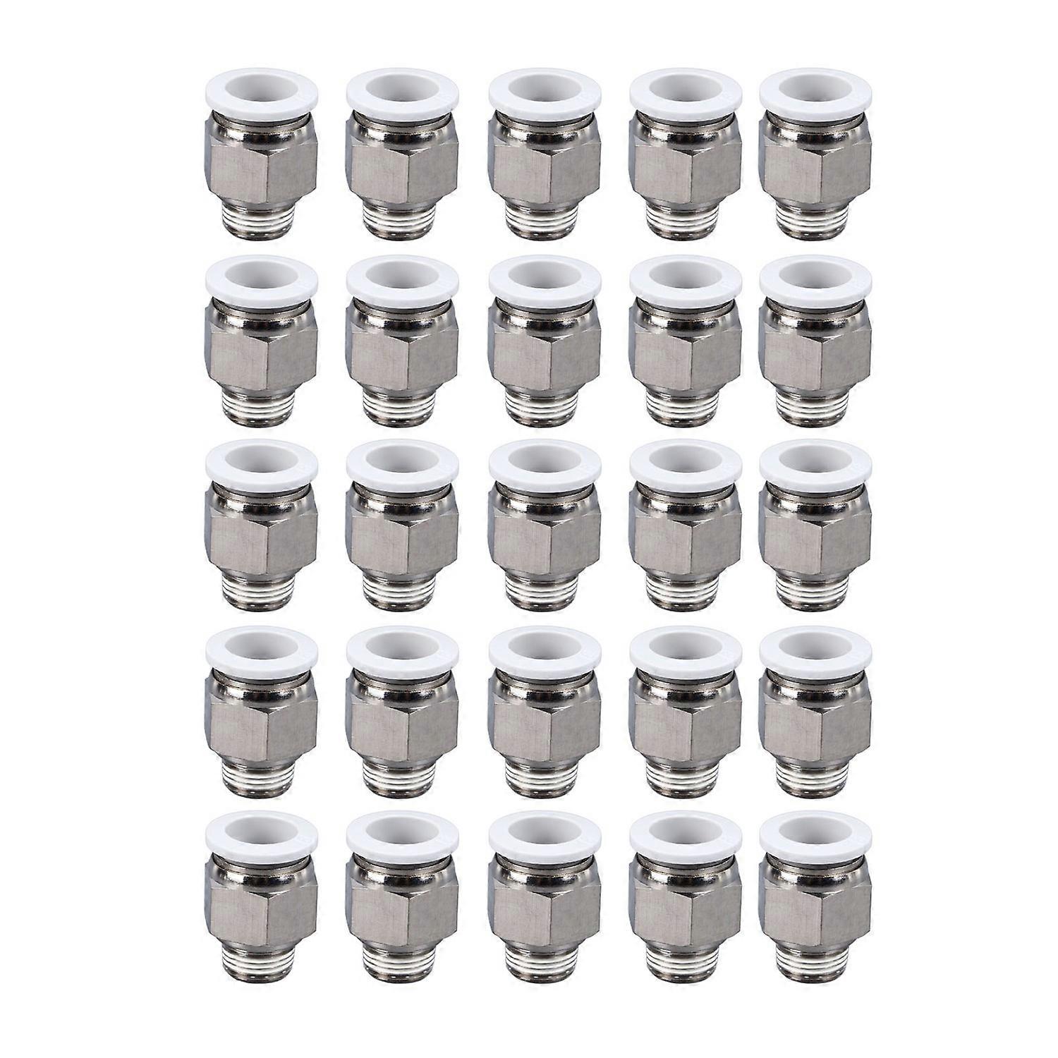 25Pcs Pneumatic Pipe Quick Connector Leakage Proof PC Threaded Tube Connect Fitting for Automation E