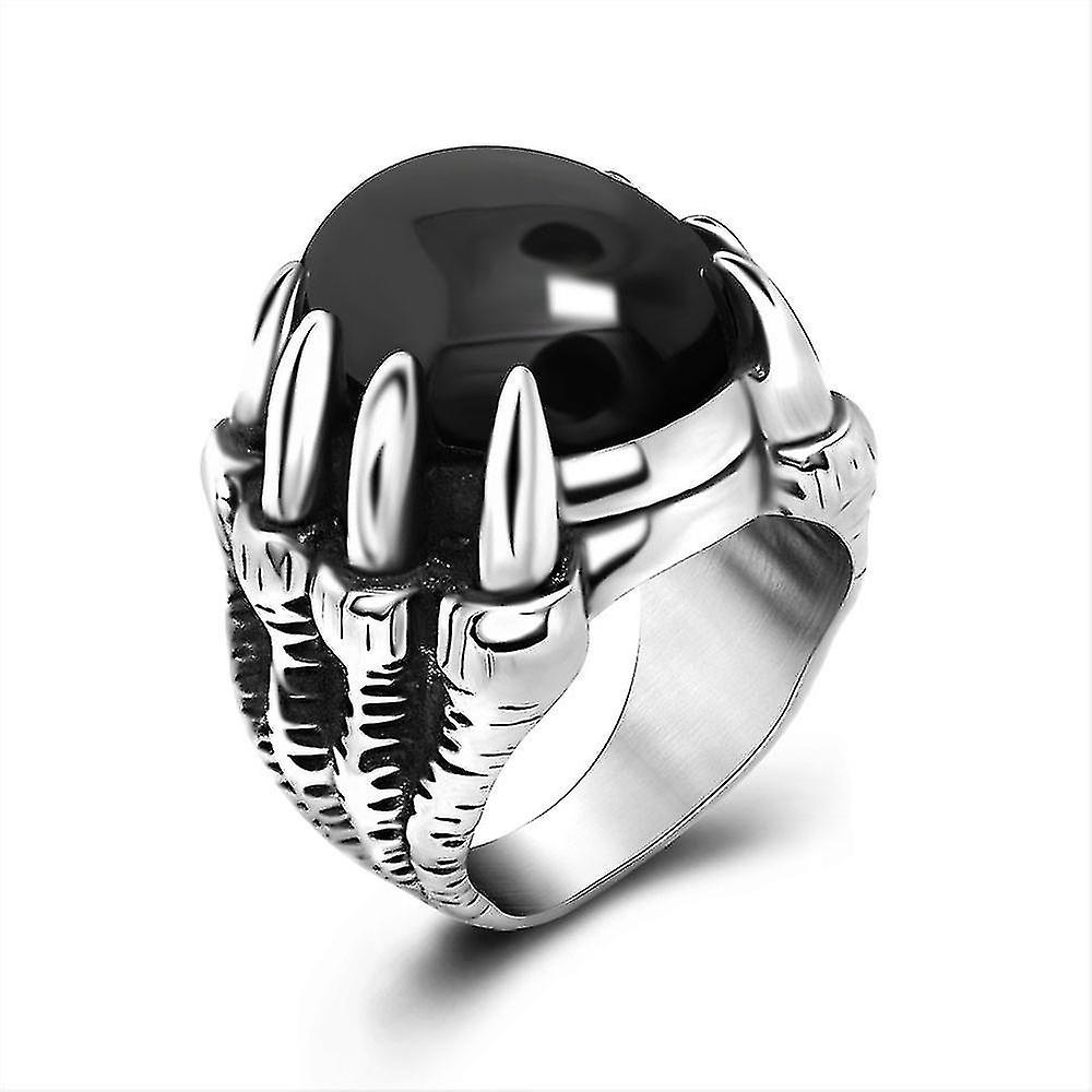 Creative Ring Men's Titanium Steel Retro Domineering Black Gem Ring