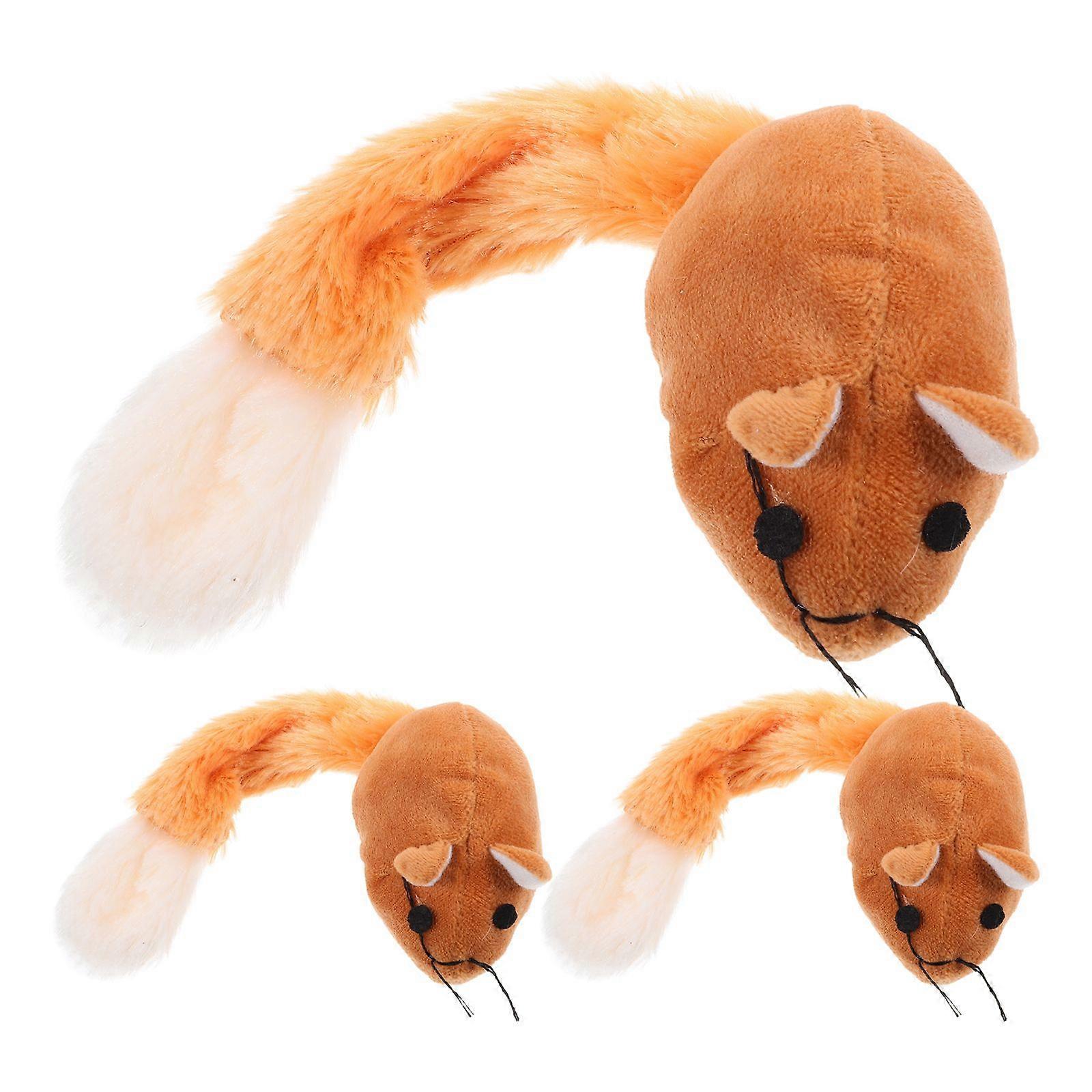 3pcs Long Tail Mouse Toy Plush Mouse Cat Playing Props Cat Teaser Interactive Toy Cat Supplies (Random Color)