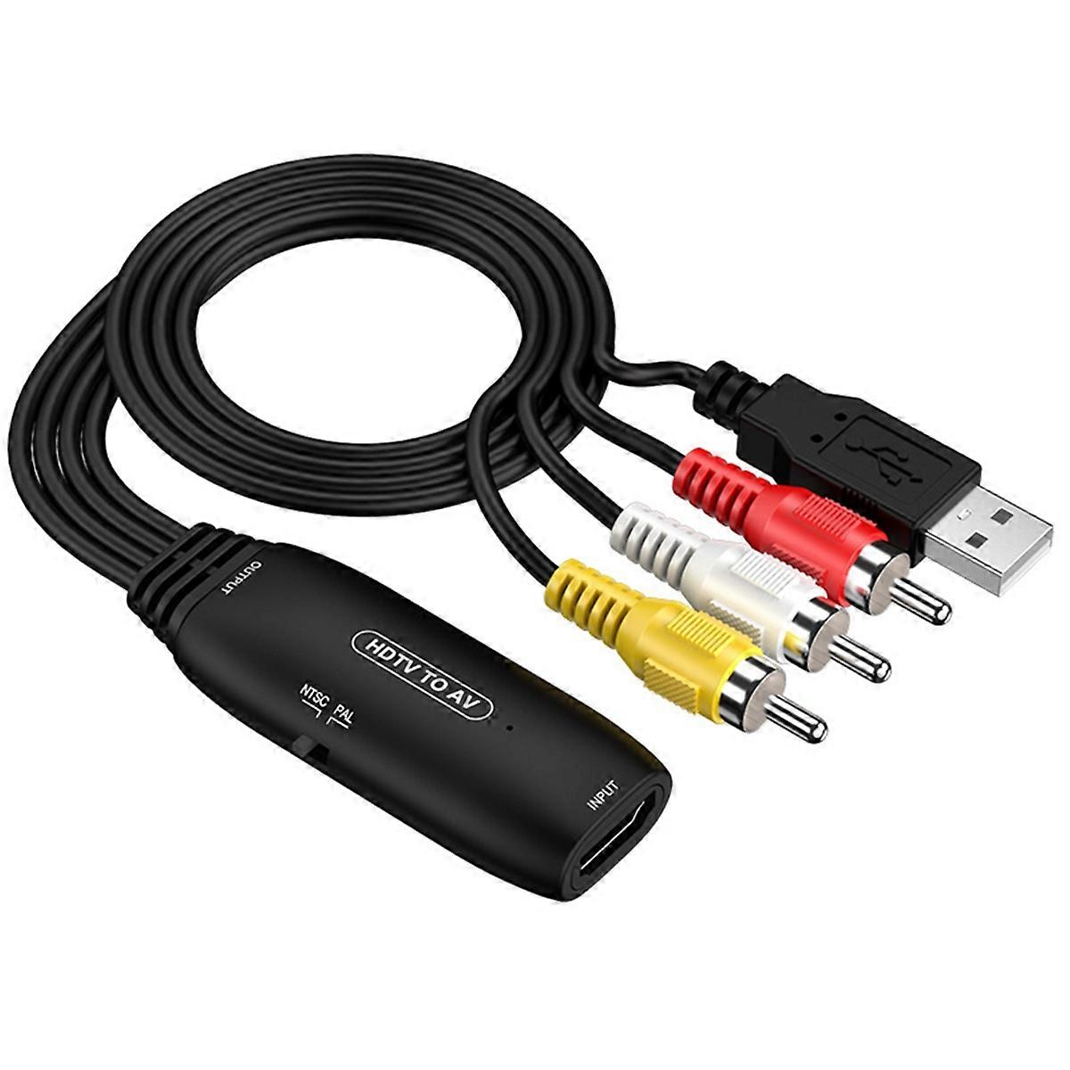 -Compatible to AV CVB Adapter Supports PAL/NTSC Composite Video Audio Converter Adapter Box for