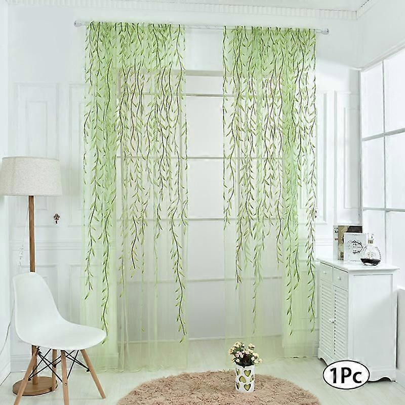 1PC Window Decor Transparent Curtains Window Curtain Pastoral Style Wicker Leaves Voile Curtains