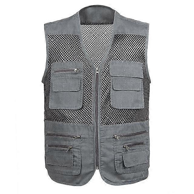 Plus Size Mesh Vests Male with Many Pockets Males Breathable Multi-pocket Fishing Vest Work Sleeveless Jacket