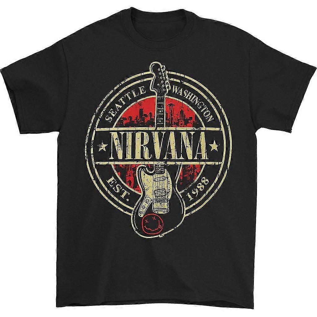 Nirvana Est 1988 Gitar Stamp T-skjorte