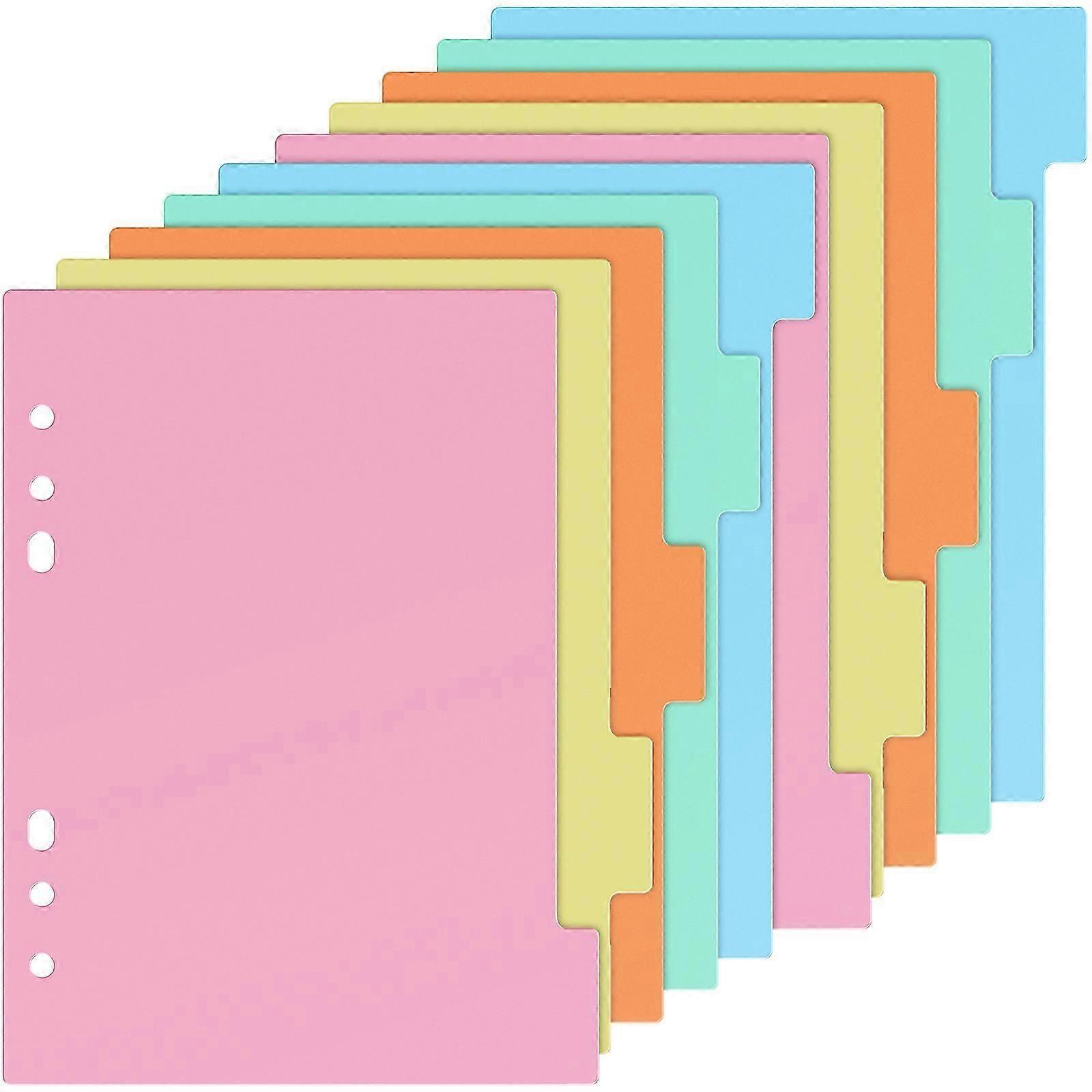 10 Pcs Colored Tabs A5 Dividers A5 Planner Dividers Transparent Binder Dividers Page Dividers A5 Binder Dividers 6 Hole