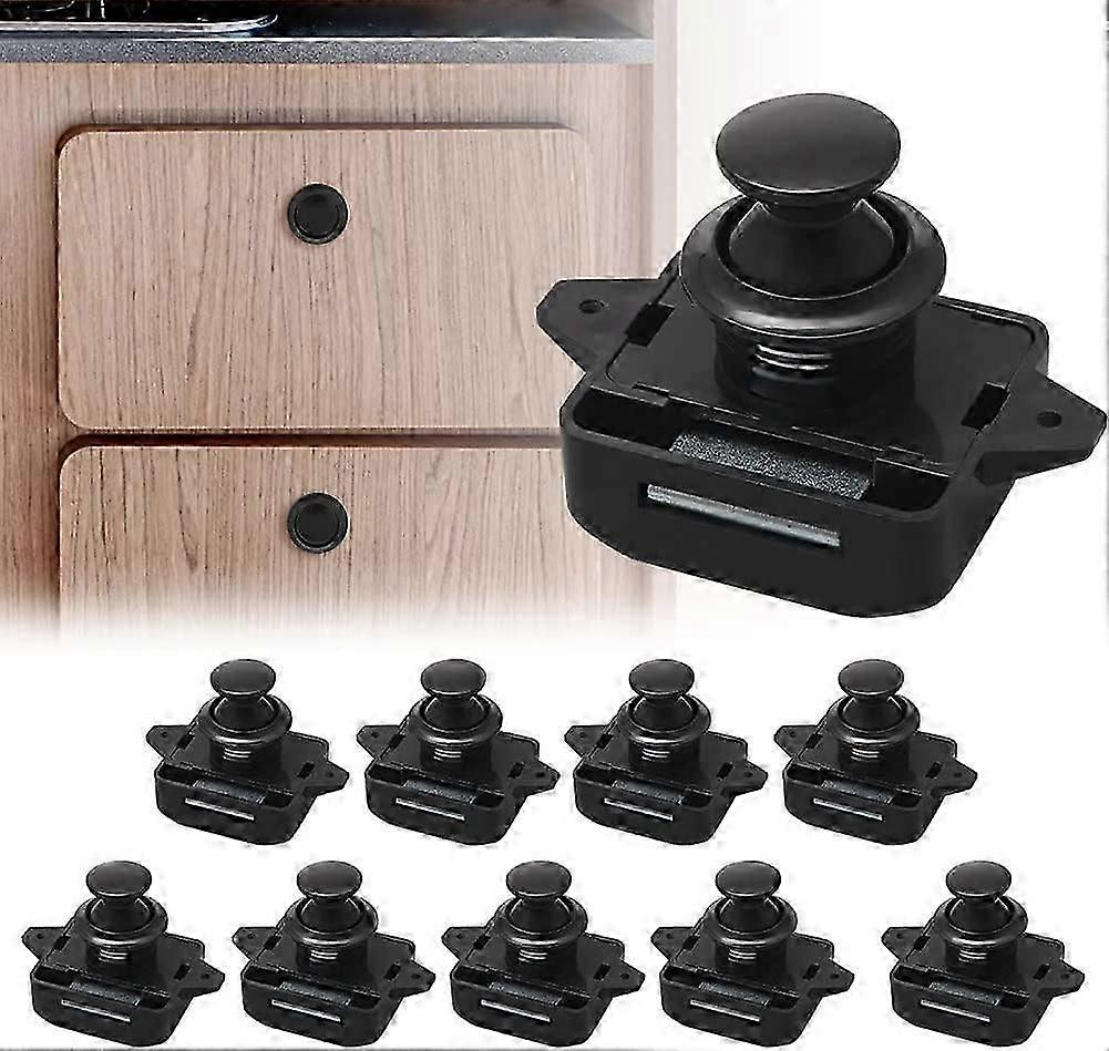 Pack of 10 Push Button Latch Cabinet Latch Keyless, Push Button Latch Fit 15-18mm Thickness Boat Van Yacht