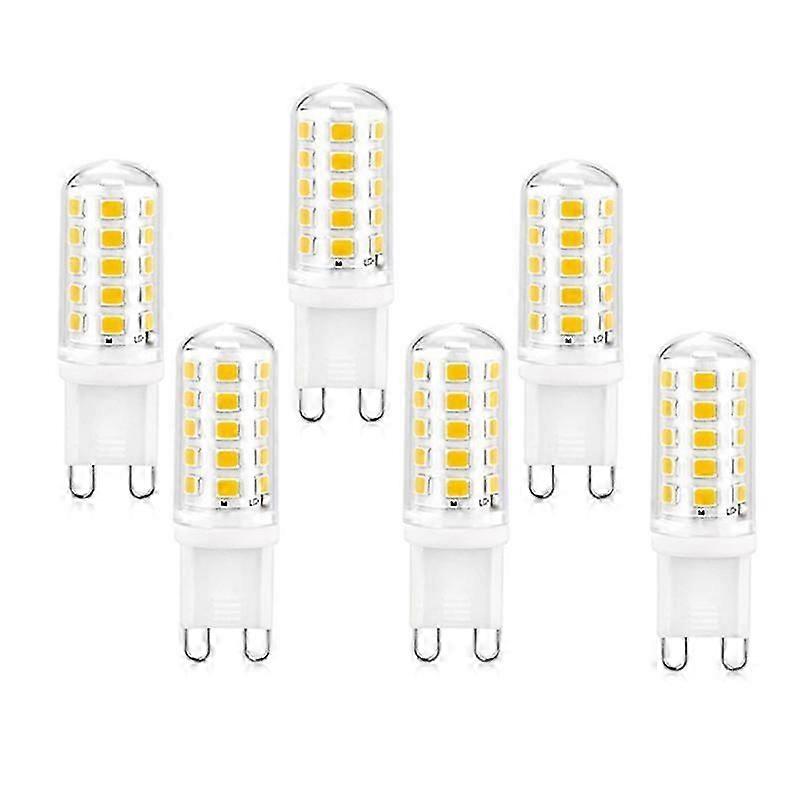 6Pcs 3000K 3W 350 Led G9 Lamp, 360 Rotation Angle, Dimmable, No Flicker, perfect for Chandelier L
