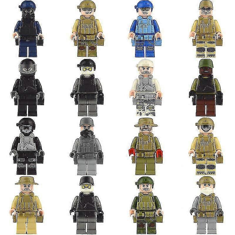 16pcs Jouet militaire assemblé Antidéflagrant Soldat Assemblé Figurine