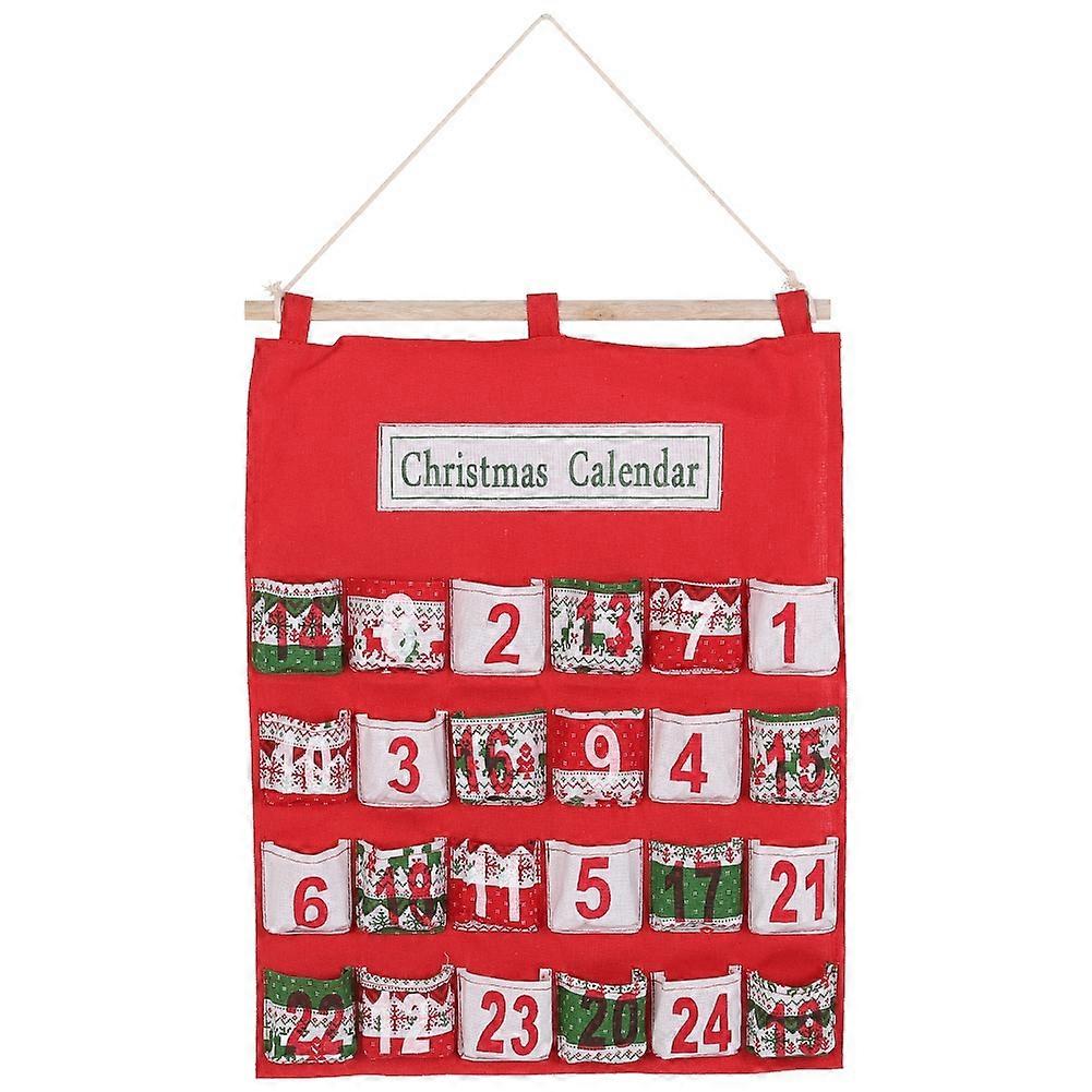 Christmas Non-Woven Hanging Advent Calendar Countdown Wall Calendar with Pockets for Indoor Holiday Decor