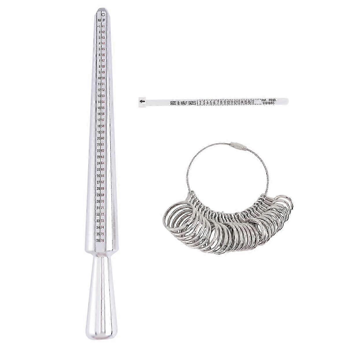 3PCS Ring Sizer Measuring Tool Set, Ring Gauges with Finger Sizer Mandrel Ring Sizer compatible Jewe