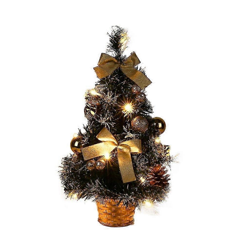 40cm Artificial Tabletop Christmas Tree Mini Xmas Decoration Tree with LED Light Decoration for Christmas Day