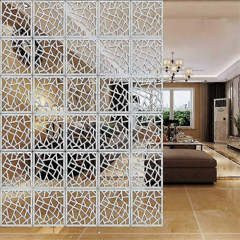 This Set of 12 Environmentally Friendly PVC Room Dividers Simple Modern Carved Partition 29cm x 29cm White