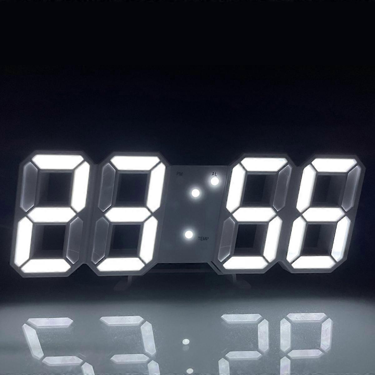 Adjustable Brightness 3D Led Clock, Digital Wall And Desk Clock With Large Display, Remote Control Operated Clock With Night Light Function,