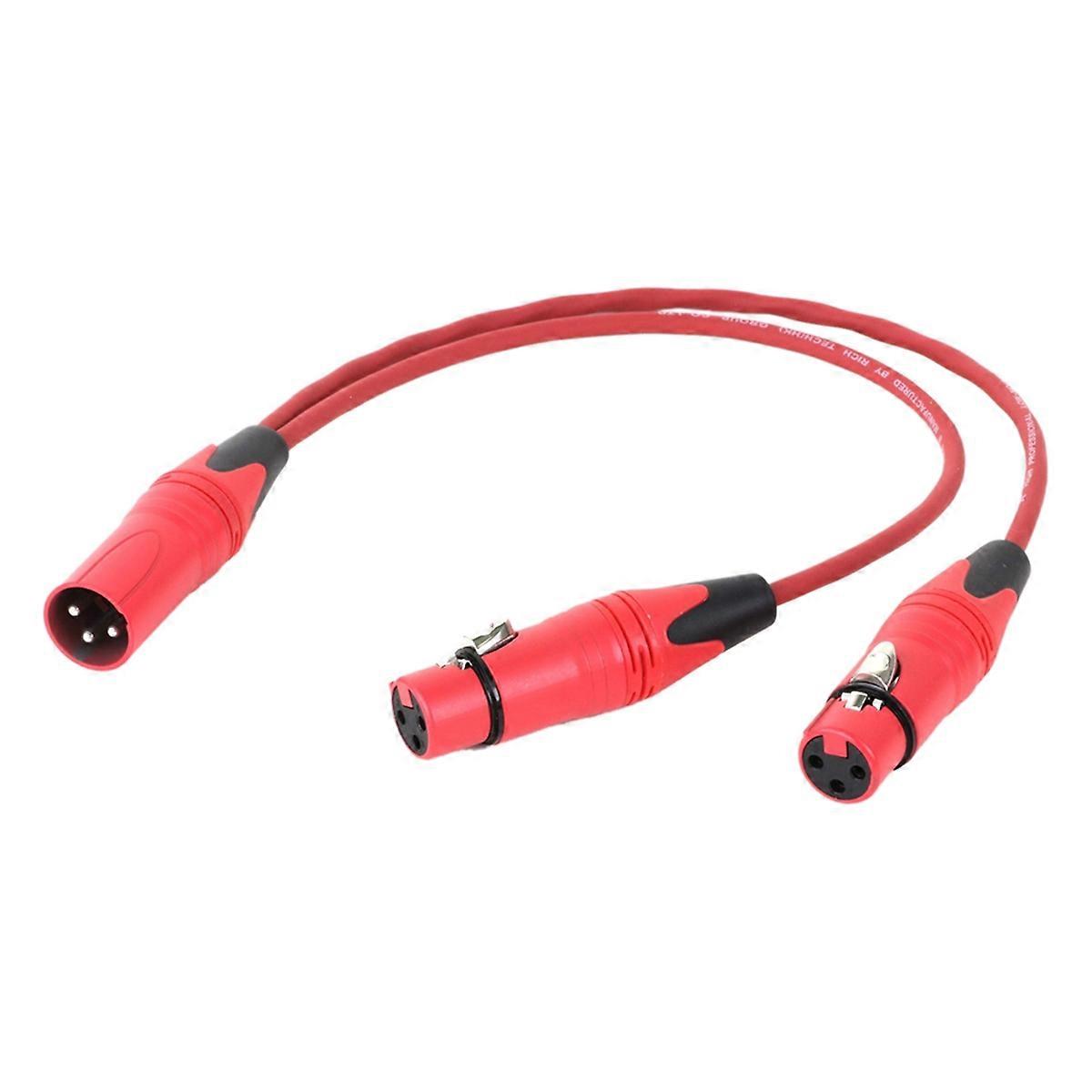 0.5M red 3Pin XLR 1 Male to 2 Female Audio Extension Cable