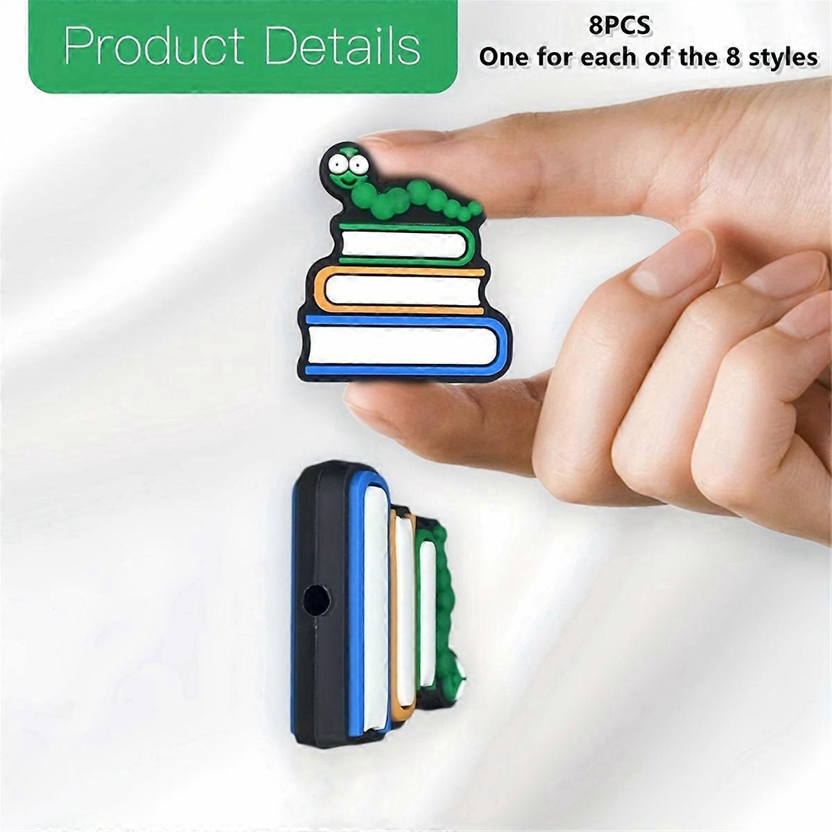 シリコンビーズ8個入り ブック型鉛筆型目覚まし時計型シリコンビーズ