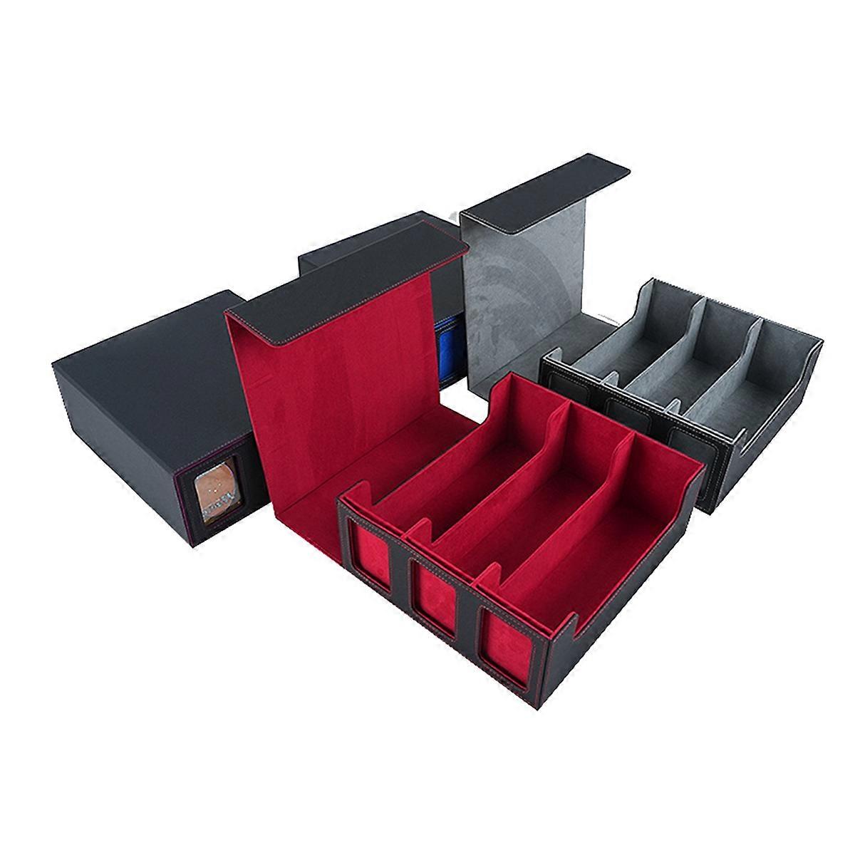 Storage Box For Trading Cards with Viewing Window Magnetic Gray