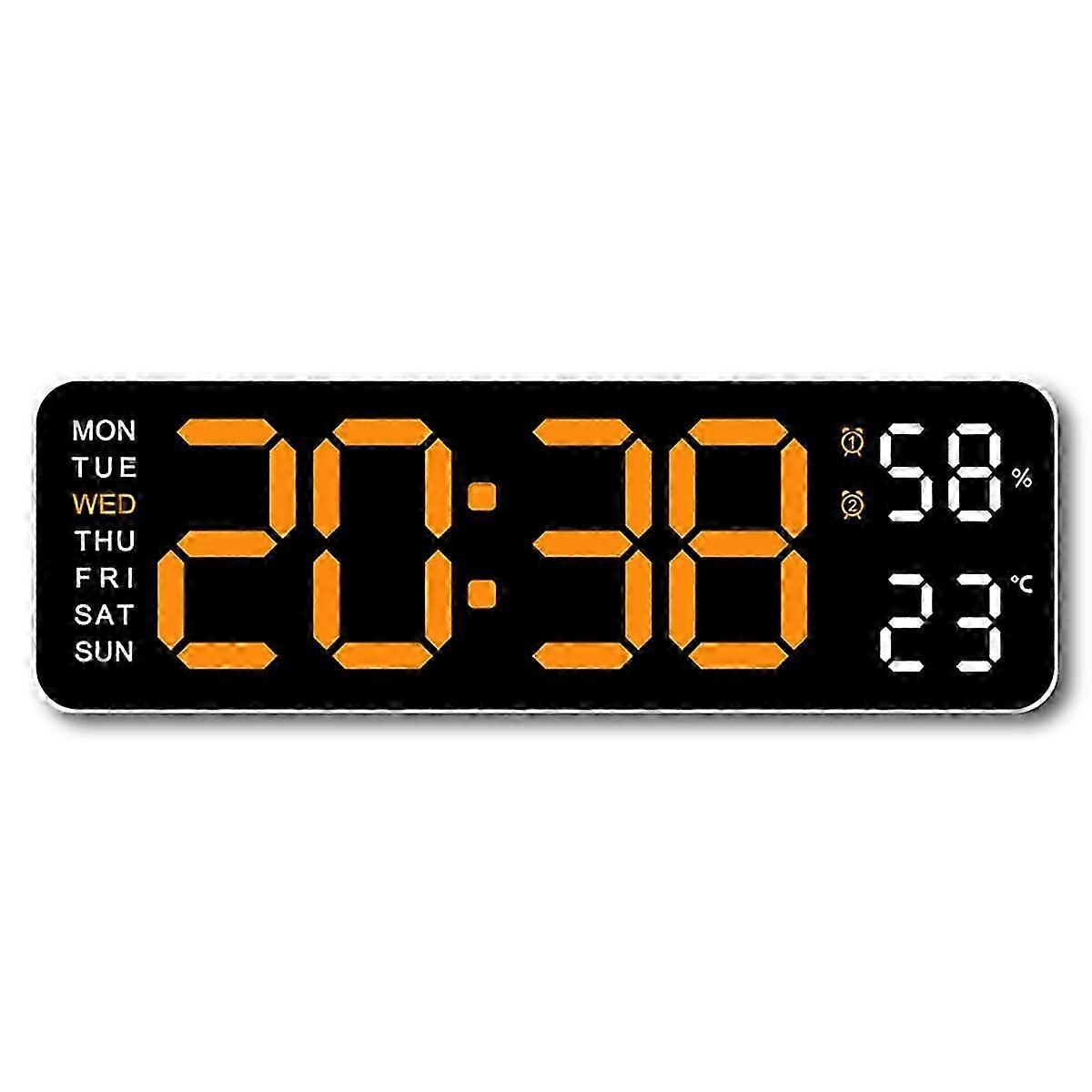 Large Digital Wall Clock Temperature and Humidity Week Display Electronic LED Table Alarm Clock 12/ Edition a