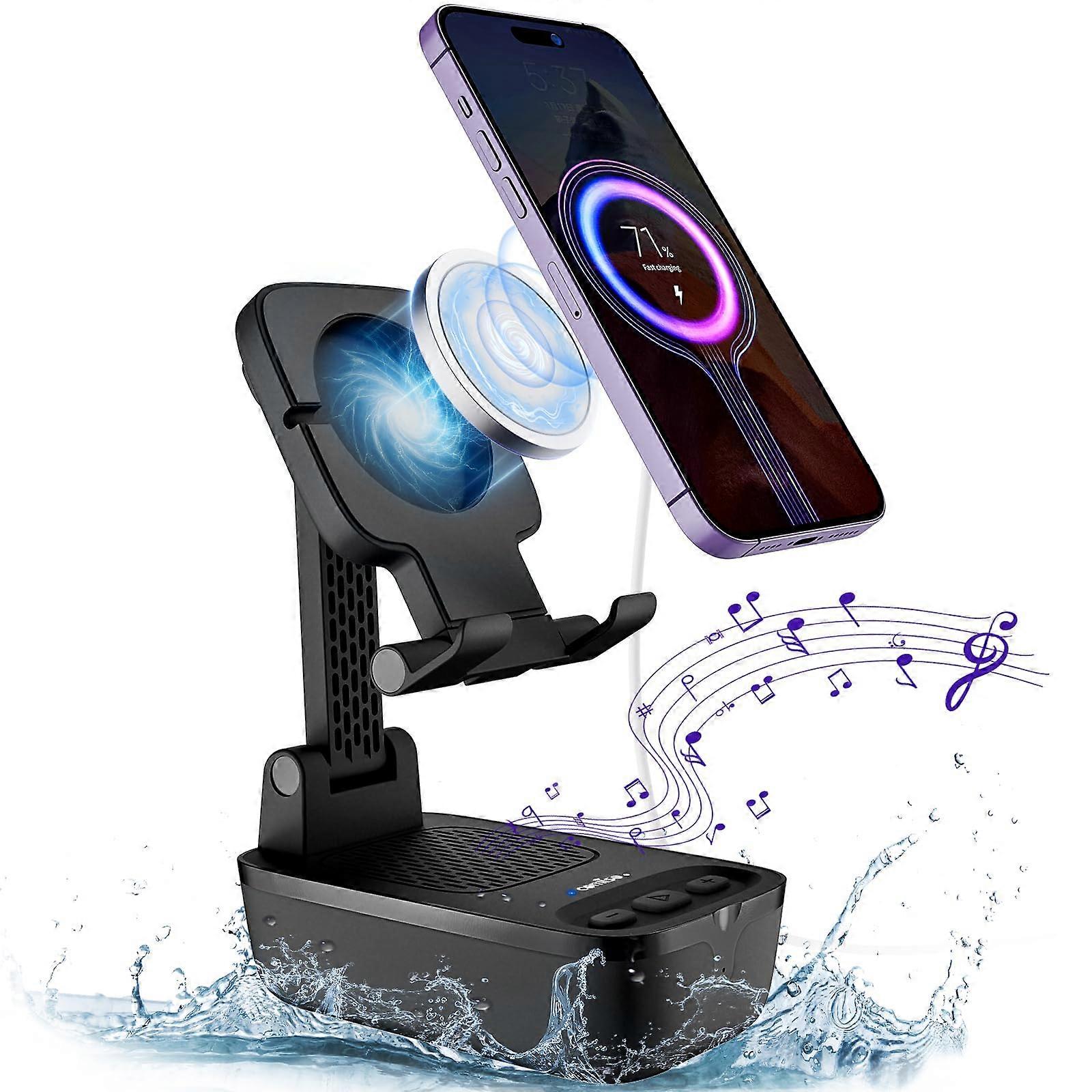 Non-Slip Cell Phone Stand with Bluetooth Speaker for Shower Birthday Gifts