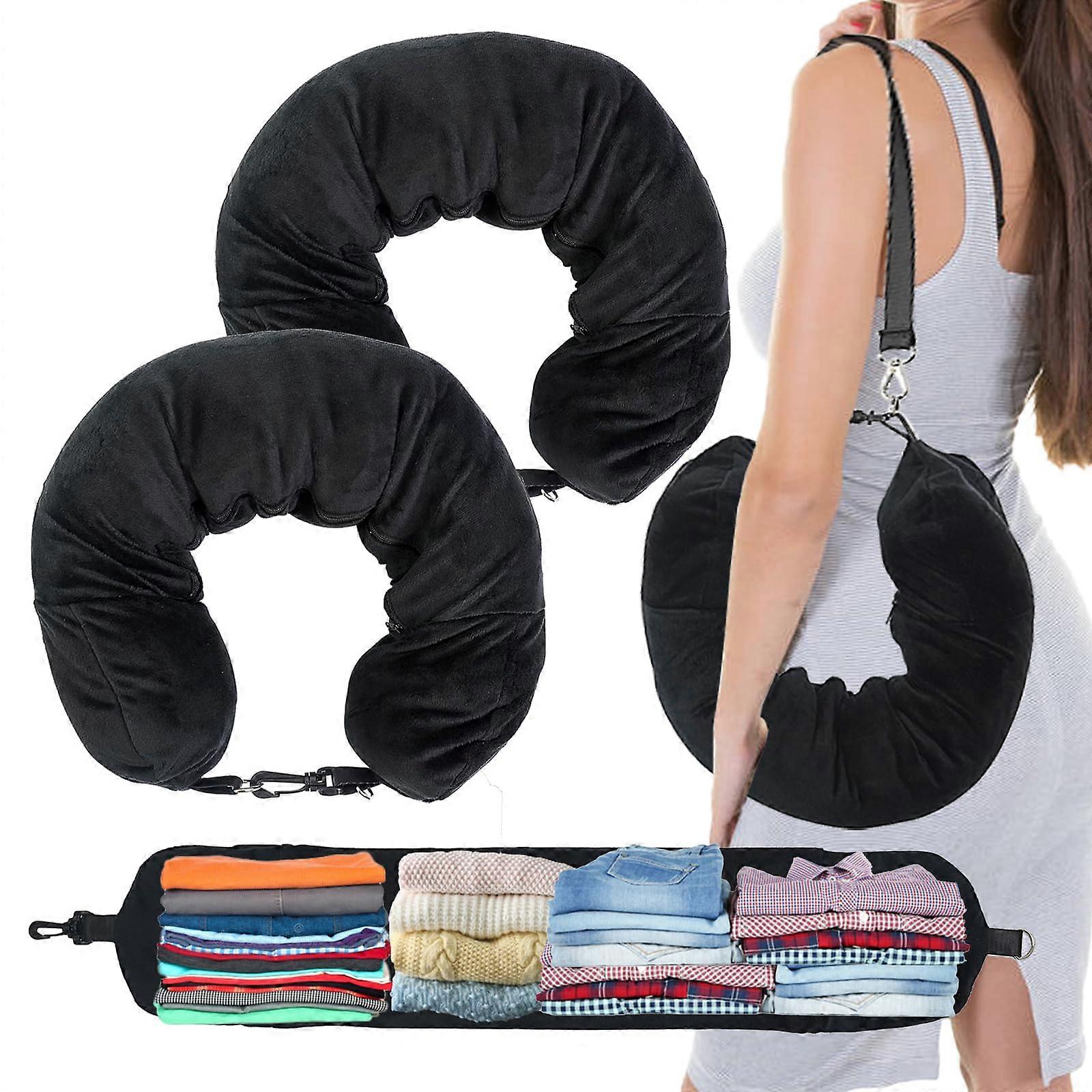 2PCS U-Shaped Travel Pillow Set Stuffable with Multifunctional Clothes for Business Trips, Compact and Lightweight Design