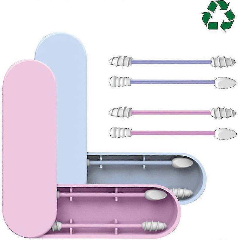 2pcs Silicone Cotton Swabs,reusable,washable,ear Care, Cleaning,makeup Remove Tool