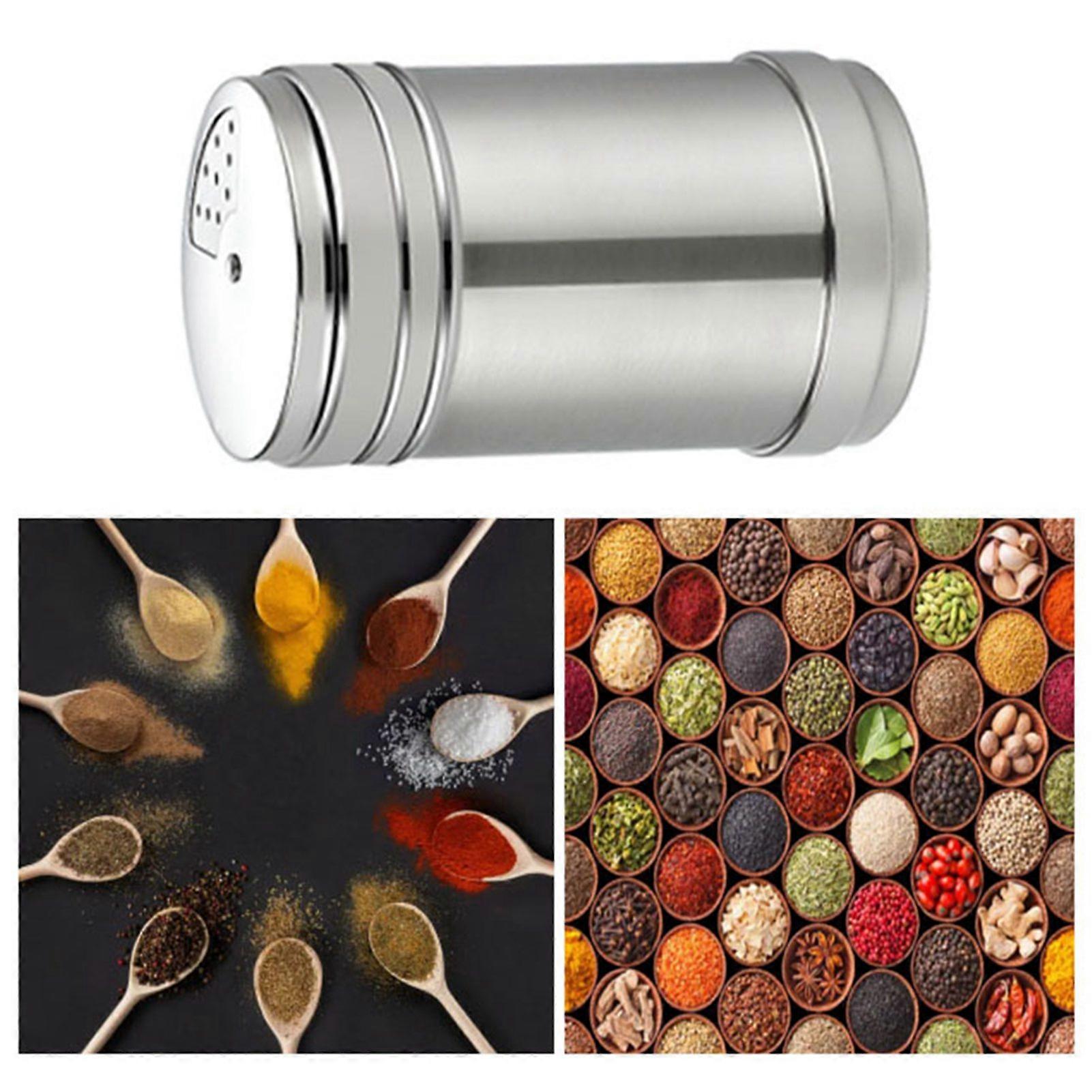 Stainless Steel Spice Jar Manual Rotating Multihole 85g Easy Clean