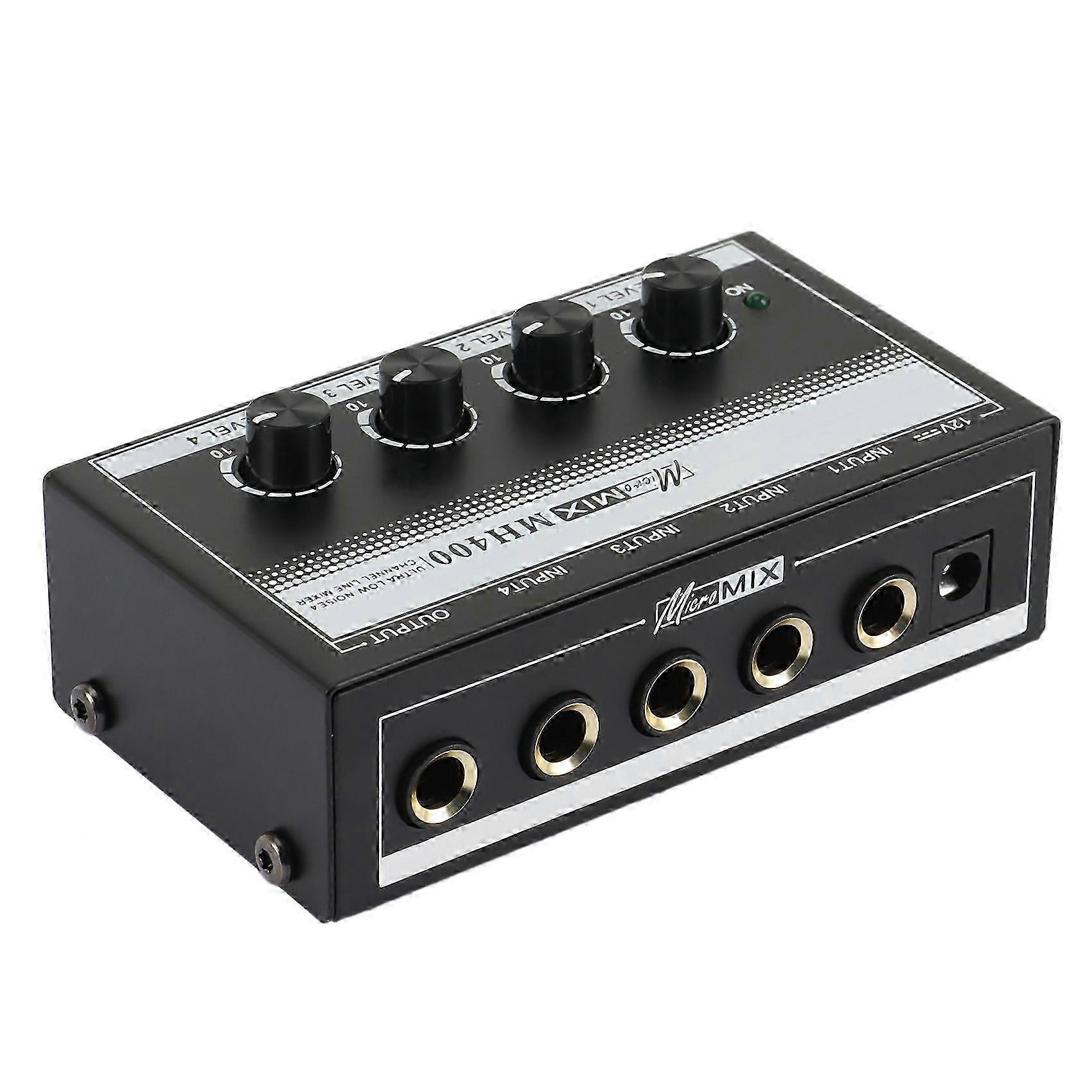 4 Channel Professional Sound Mixer Low-Noise Audio Sound Mixer Amplifier compatible with Keyboards,Musical Instruments (EU Plug)
