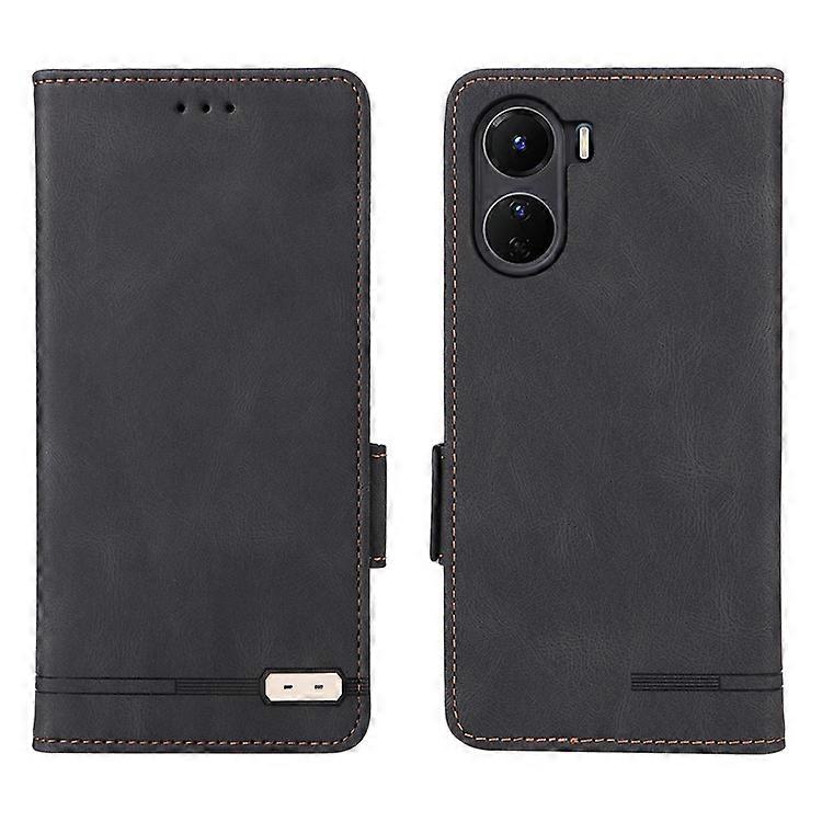 Compatible For vivo Y16 4G PU Leather Anti-drop Case Hardware Decor Dual Magnetic Clasp Wallet Stand Phone Cover