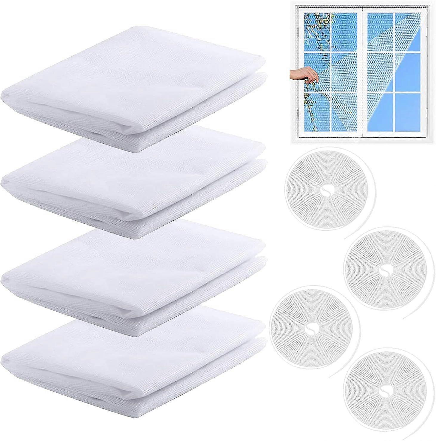 4 PCS Mosquito Net Window Screen, Window Mosquito Nets, 130CM X 150CM Window Mosquito Net, Insect Screen Net with 4 Self Adhesive Tapes, for Home, Win
