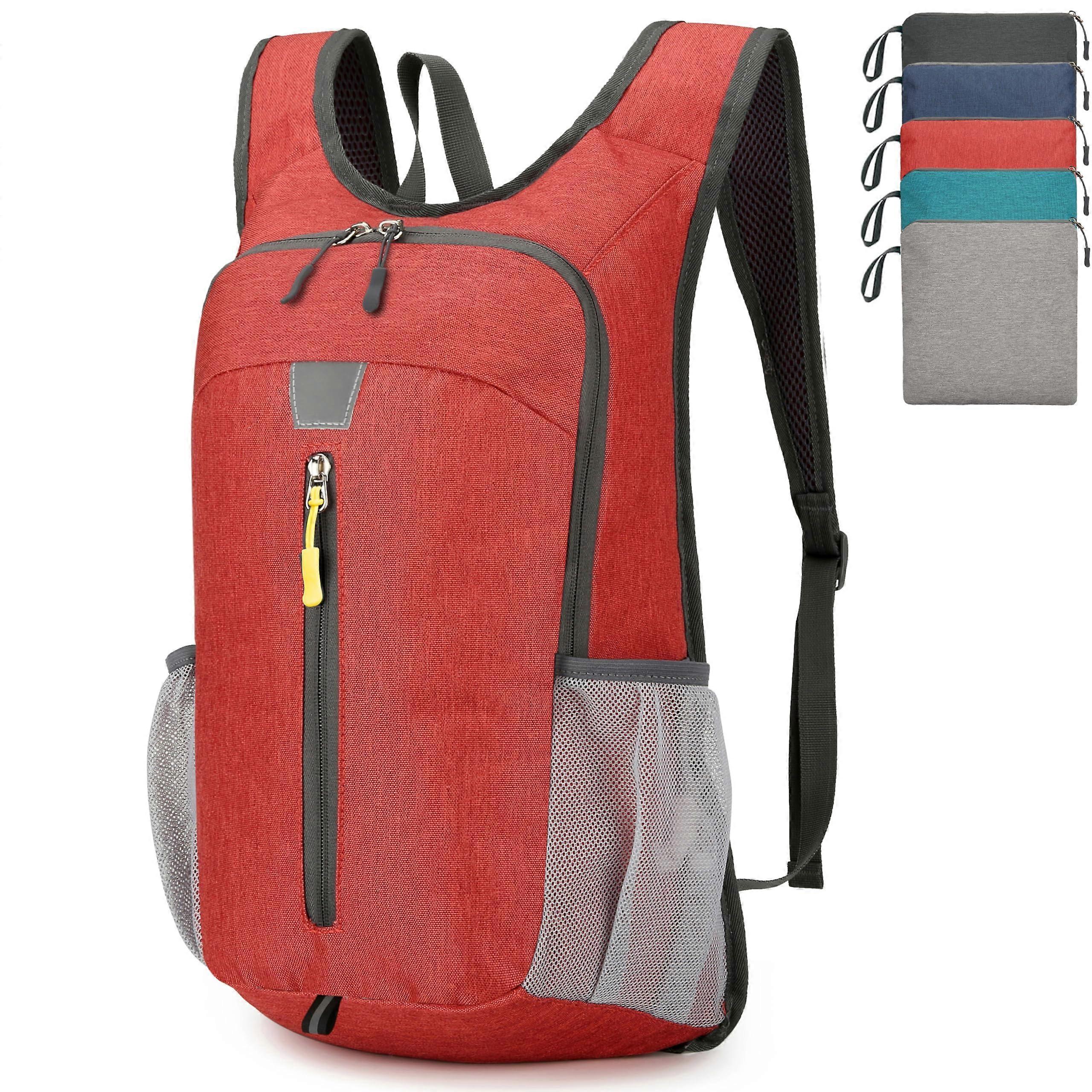 Light Hiking Backpack 20L Foldable Travel Daypack for Small Walks Daily Use in Red Color