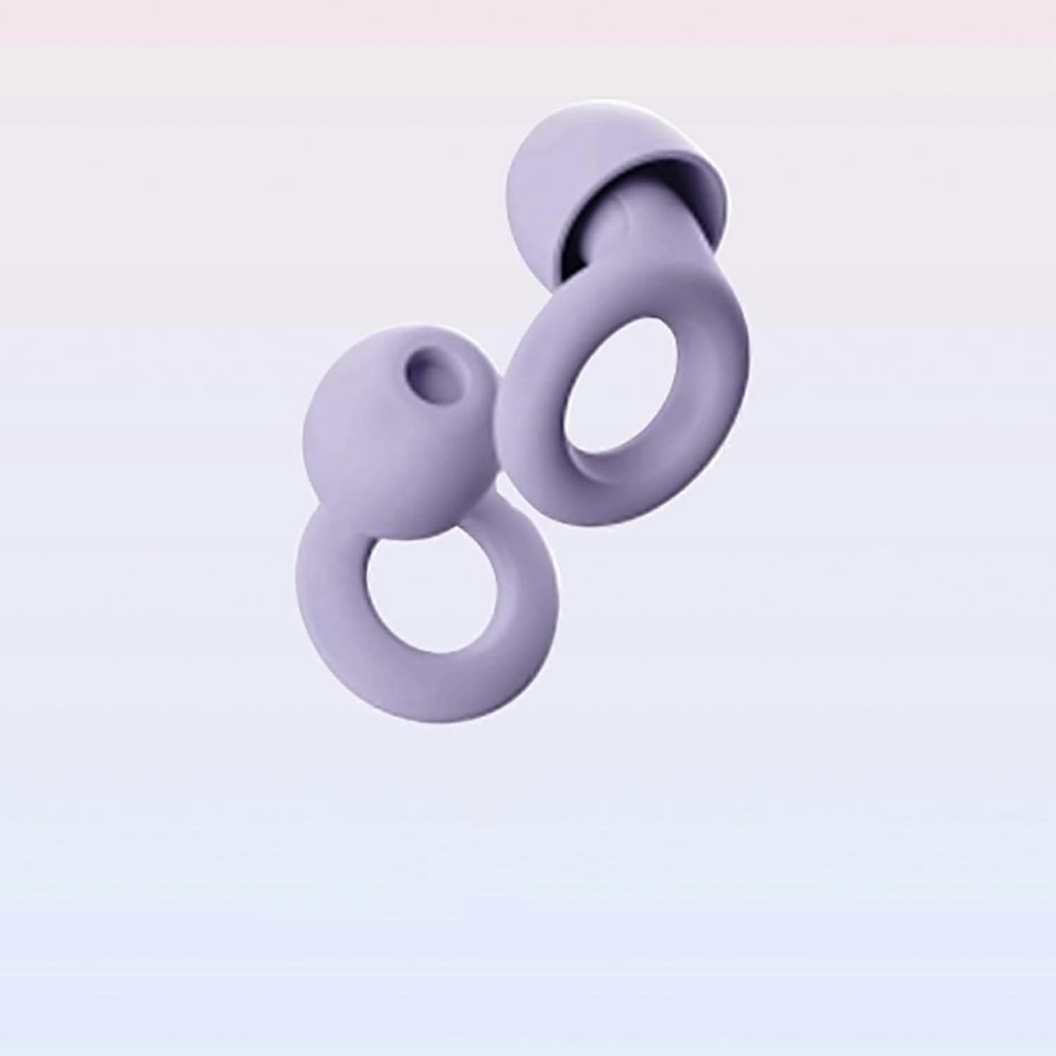 Purple Noise Blocking Earplugs, Reusable Silicone, Noise Reduction, For Sleep, Travel, Concerts, One Size Fits Most