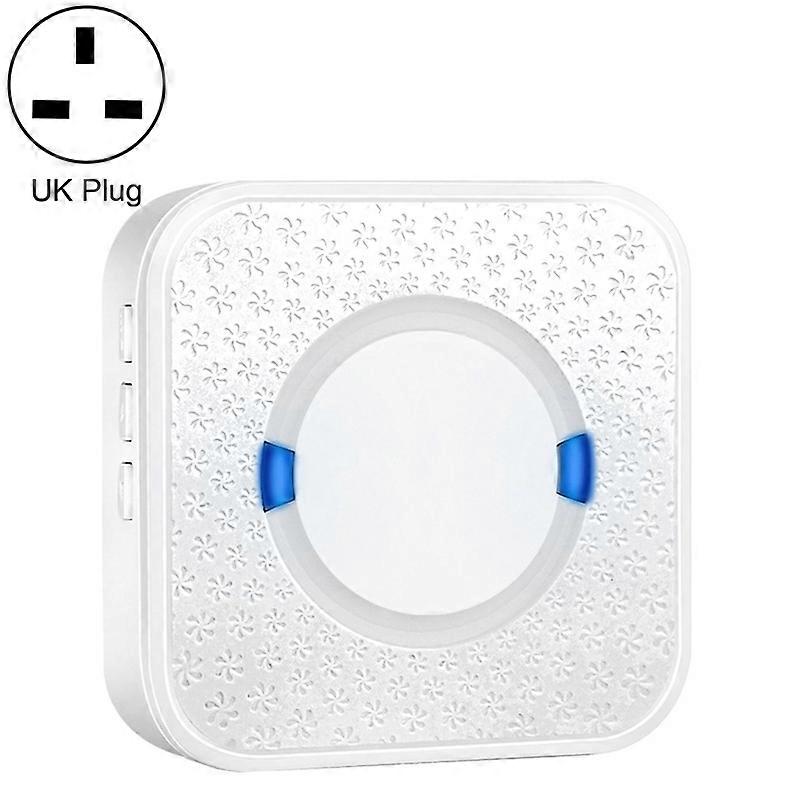 P6 110dB Wireless IP55 Waterproof Low Power Consumption WiFi Doing-dong Doorbell Receiver, Receiver Distance: 300m, UK Plug(White)