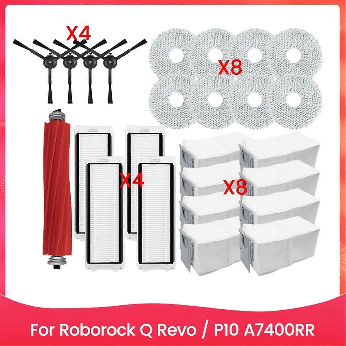 25PCS Vacuum Brush Dust Bag Set for Roborock Q Revo P10 A7400RR