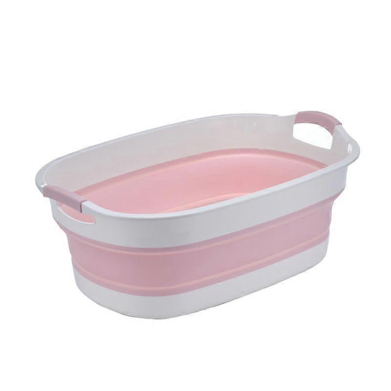 Foldable Portable Large Capacity Quick Drain Pet Bathtub (White Pink Small)
