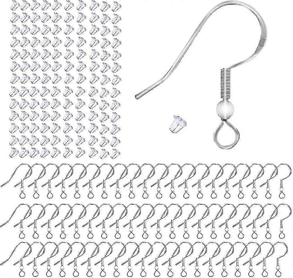 100 Pcs 925 Sterling Silver Earring Hooks, Earring Findings Hypo-allergenic