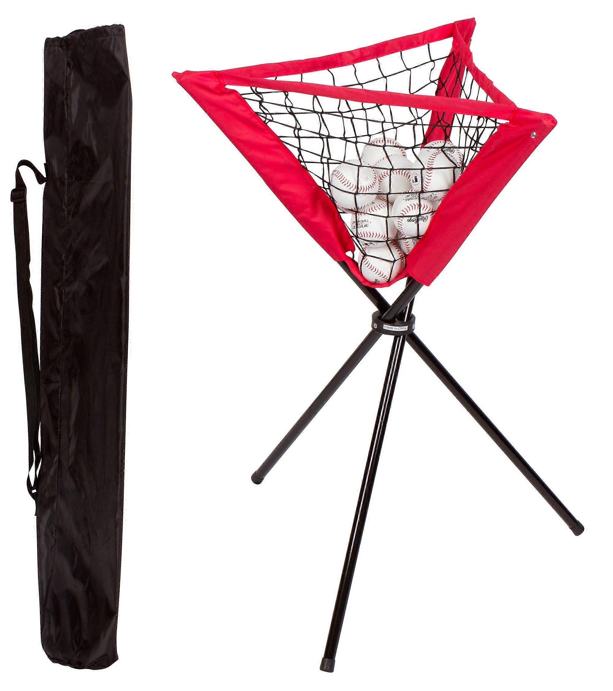 Batting Ball Caddy with Carry Bag for Baseball & Softball Practice,Red