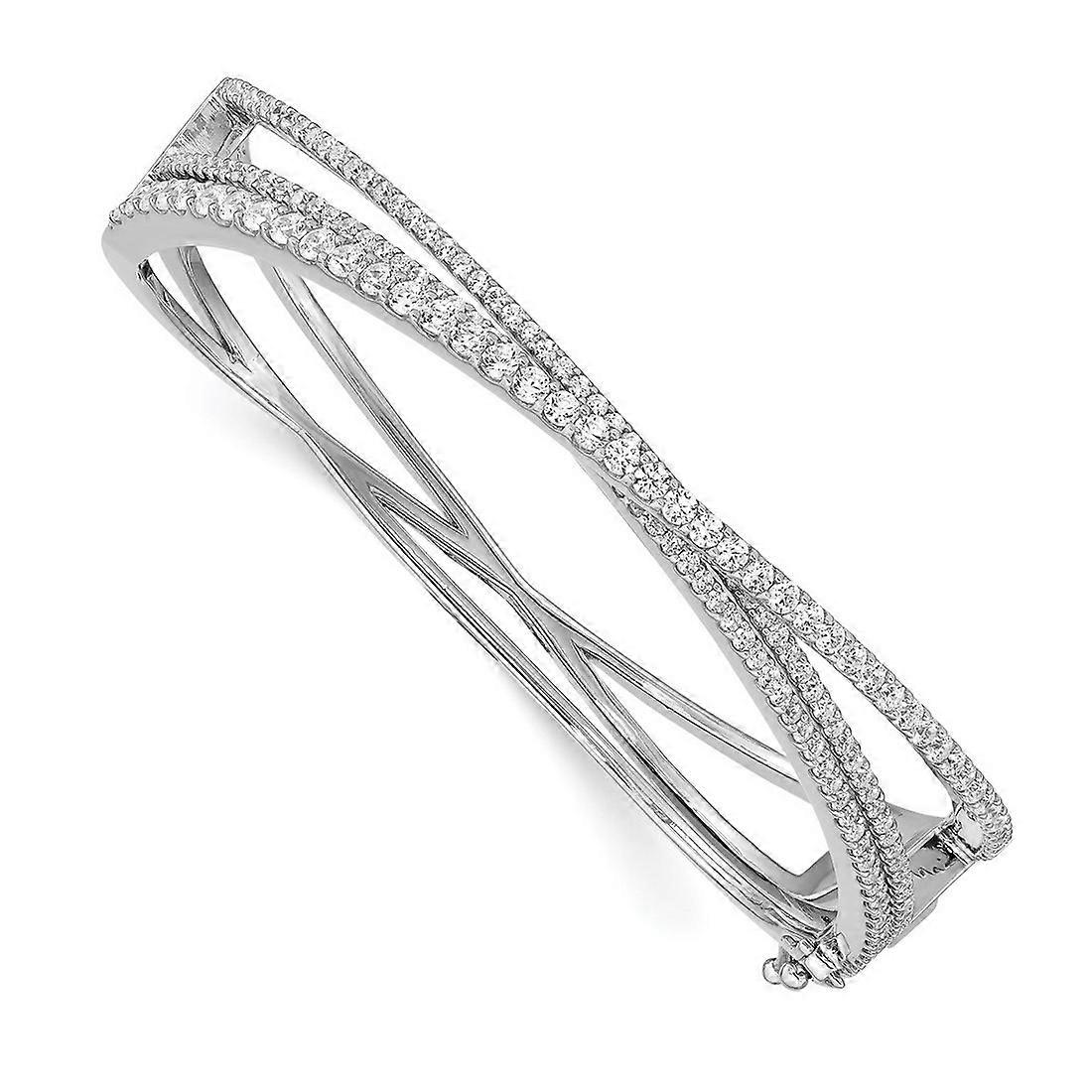 11.8mm 925スターリングシルバーロジウムメッキキュービックジルコニアクリス宗教信仰クロスヒンジ付きバングルブレスレットカフブレスレット