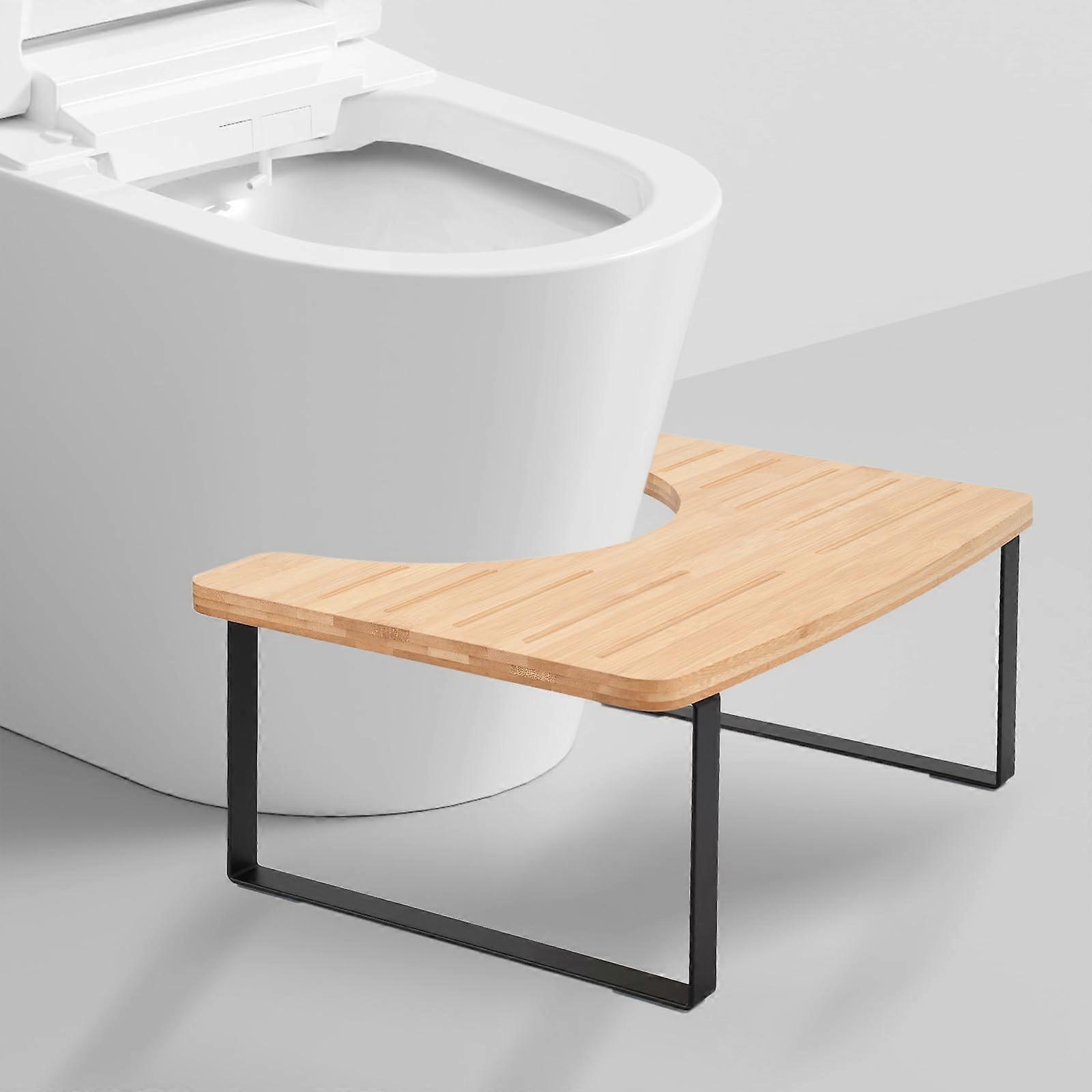 Bathroom Stool - Bamboo Potty Stool for Adult Squatting, Anti-Slip Design, Brown Color, Compact Size for Easy Storage