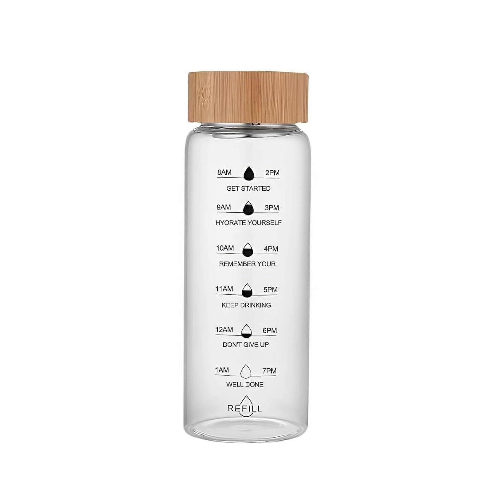 25oz Glass Water Bottle With Time Marker, Leak-Proof, BPA-Free, Stainless Steel Tea Strainer, Reusable For Hot And Cold