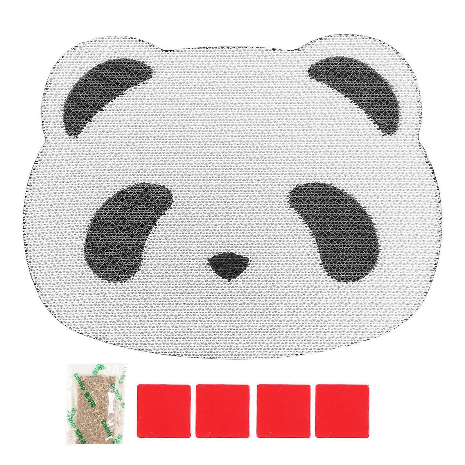 Cat Scratch Mat Corrugated Claw Grinding Panda Pattern Cat Scratching Pad for Wall Door Window