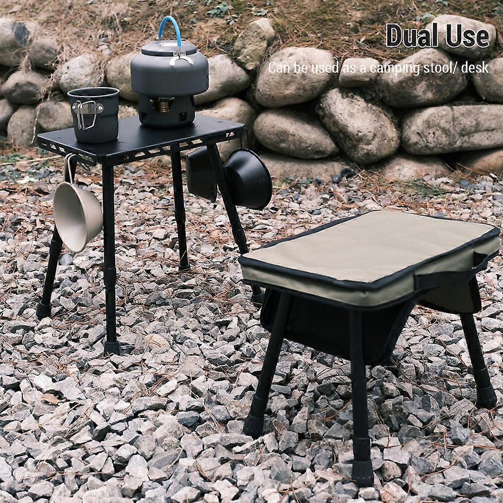 Outdoor Camping Folding Stool Lightweight Pony Stool Dual-Use Adjustable Height Picnic Table Chair
