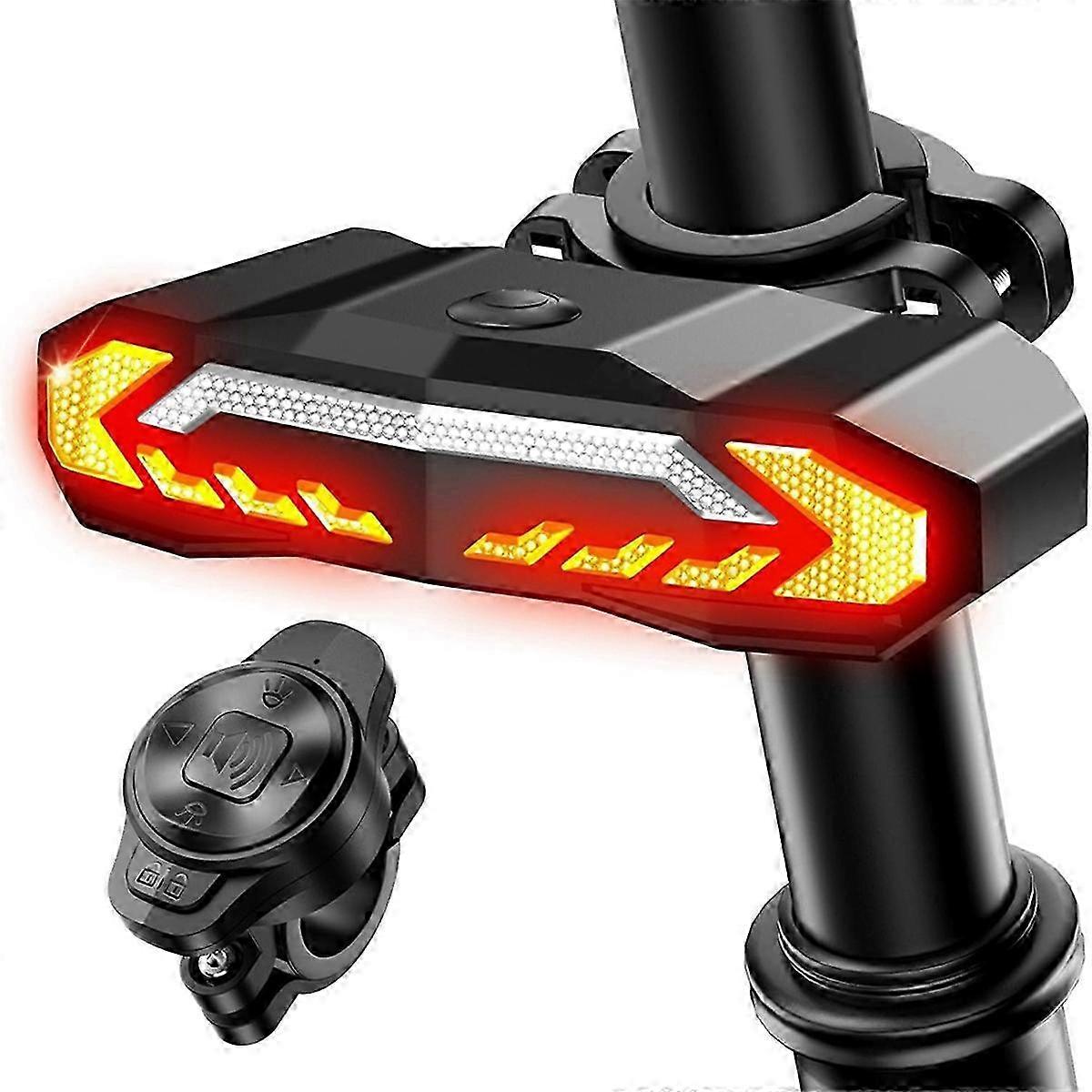 Intelligent Bicycle Rear Lamp with Turn and Brake Indicators featuring Anti-Theft Alarm and Remote Control IP65 Waterproof