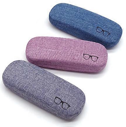 3Pack Hard Shell Eyeglasses Case Protector Linen Fabrics Large Glasses Case Concise