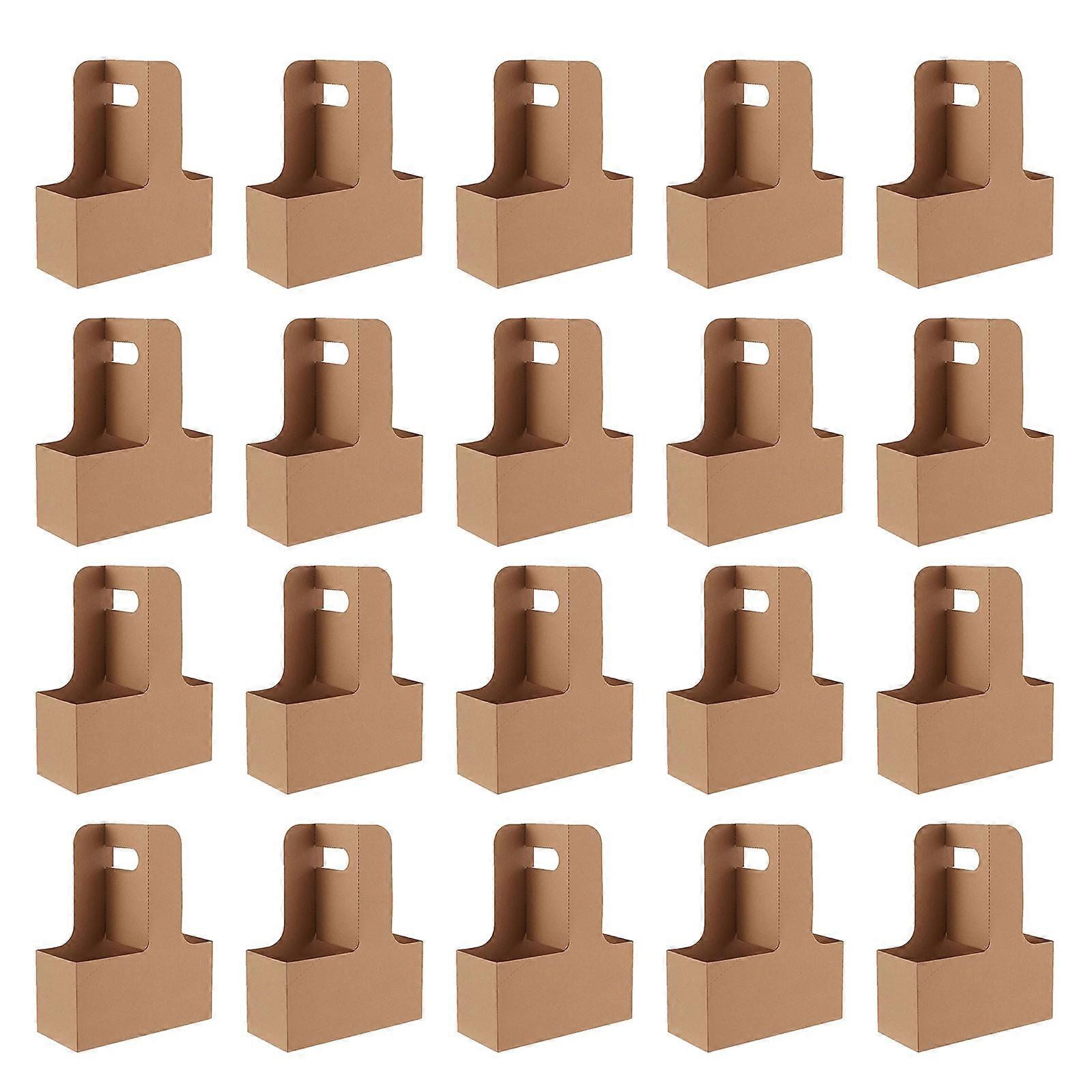 20Pcs Kraft Drink Carrier με λαβή 2 φλιτζάνια συναρμολογήσιμοι μεταφορείς κυπέλλων ποτών Ιδανικό για τα περισσότερα Το κύριο χρώμα παράδοσης ποτών σας